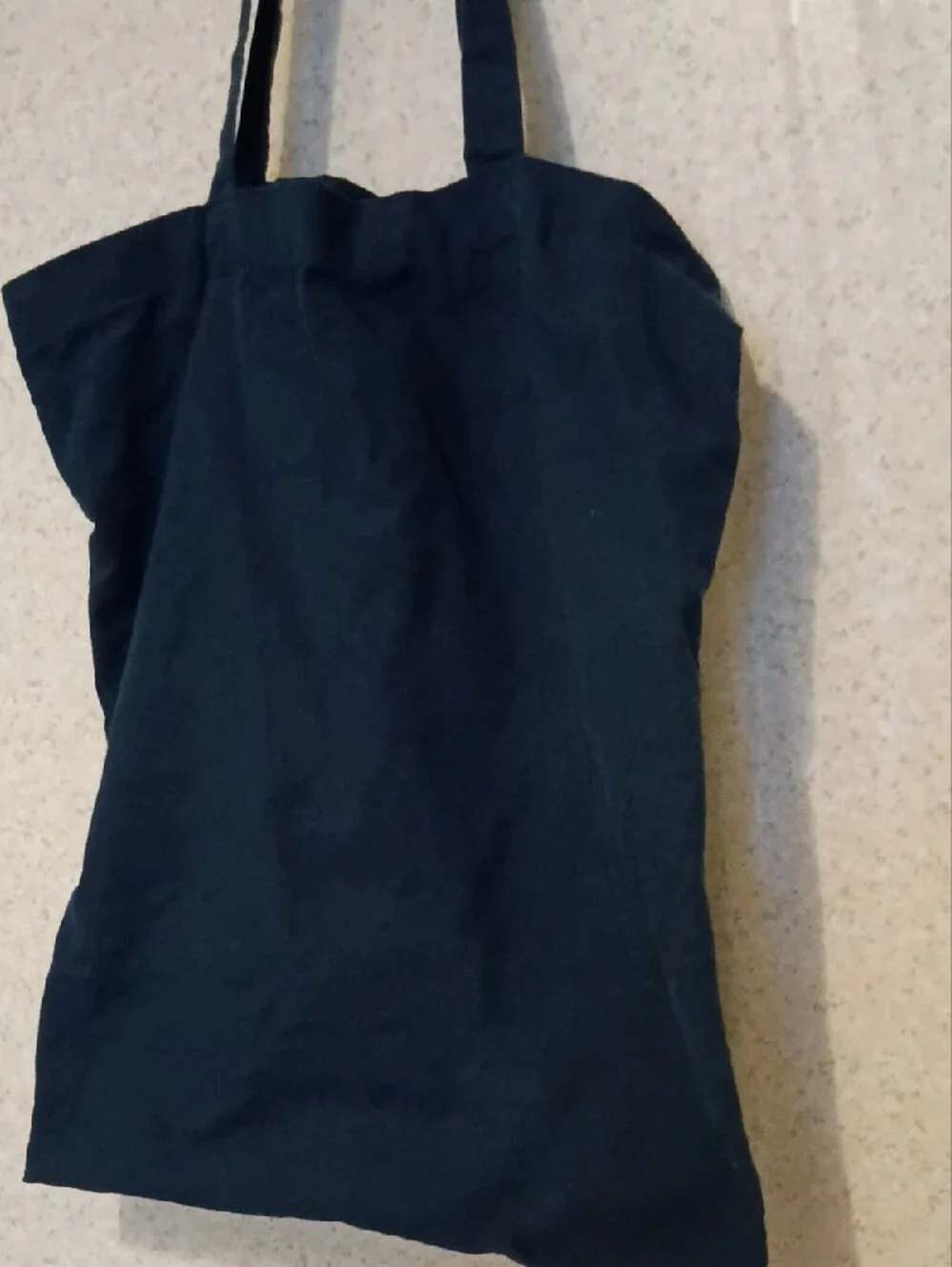 Everyday Black Canvas Tote with Long Shoulder Straps